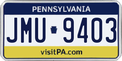 PA license plate JMU9403