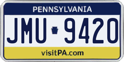 PA license plate JMU9420