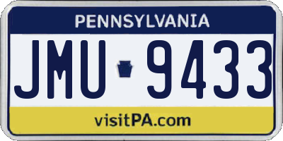 PA license plate JMU9433