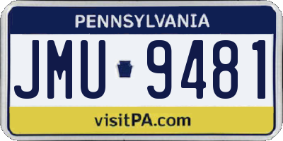 PA license plate JMU9481