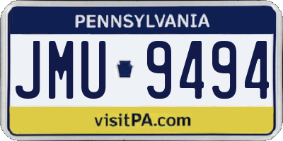 PA license plate JMU9494