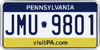PA license plate JMU9801