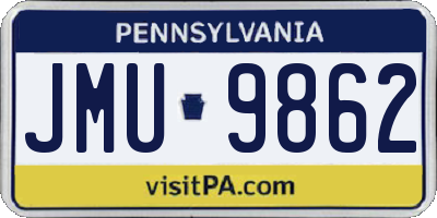 PA license plate JMU9862