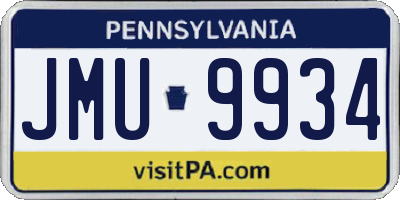 PA license plate JMU9934