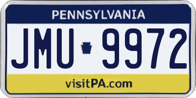 PA license plate JMU9972
