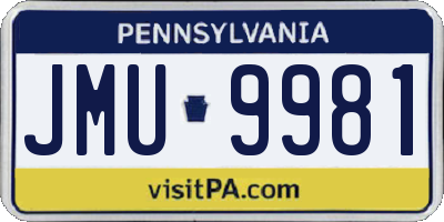 PA license plate JMU9981
