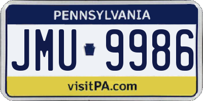 PA license plate JMU9986