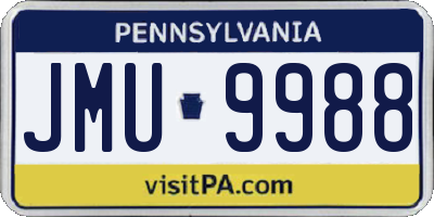 PA license plate JMU9988