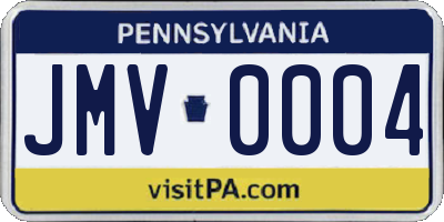 PA license plate JMV0004