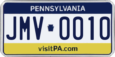 PA license plate JMV0010