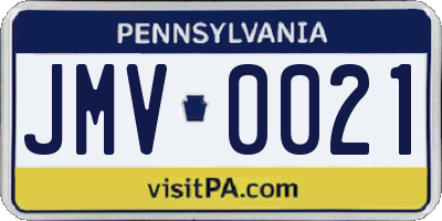 PA license plate JMV0021