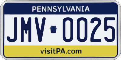 PA license plate JMV0025