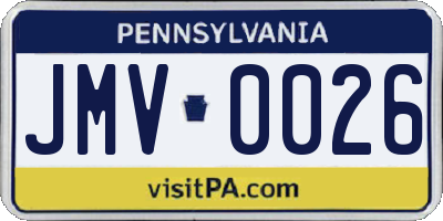 PA license plate JMV0026