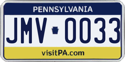 PA license plate JMV0033