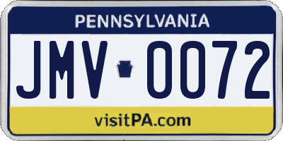 PA license plate JMV0072