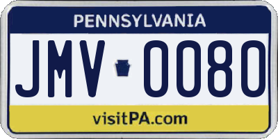 PA license plate JMV0080