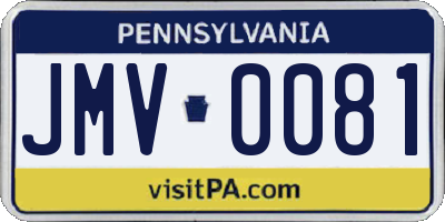 PA license plate JMV0081