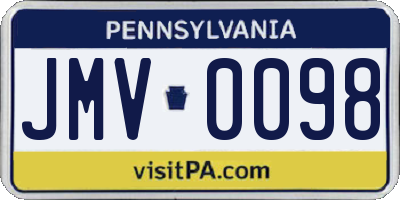 PA license plate JMV0098