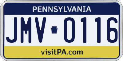 PA license plate JMV0116