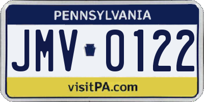 PA license plate JMV0122