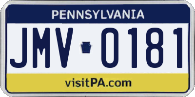 PA license plate JMV0181