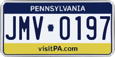 PA license plate JMV0197
