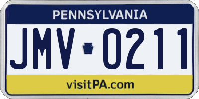 PA license plate JMV0211