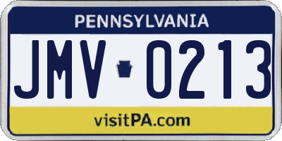 PA license plate JMV0213