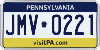 PA license plate JMV0221