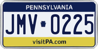 PA license plate JMV0225
