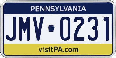PA license plate JMV0231