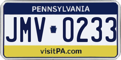 PA license plate JMV0233