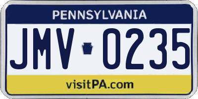 PA license plate JMV0235
