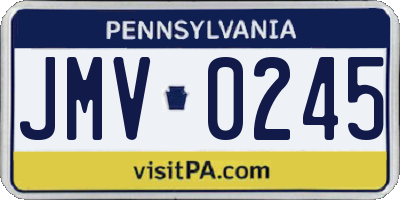 PA license plate JMV0245