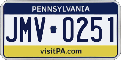 PA license plate JMV0251
