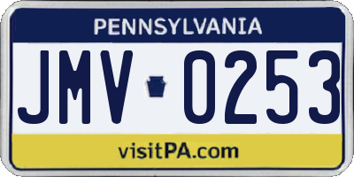 PA license plate JMV0253