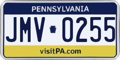 PA license plate JMV0255