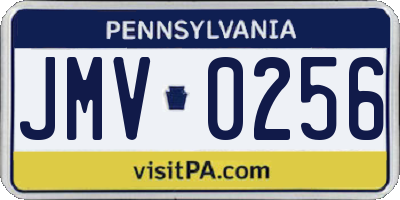 PA license plate JMV0256