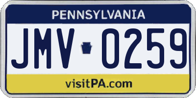 PA license plate JMV0259