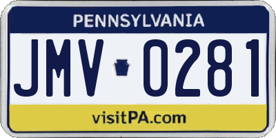 PA license plate JMV0281