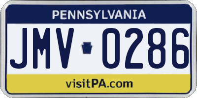 PA license plate JMV0286