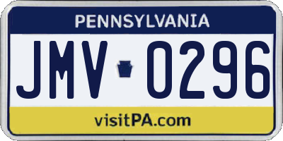 PA license plate JMV0296