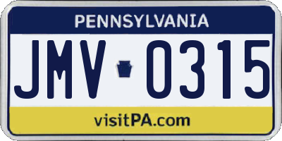 PA license plate JMV0315