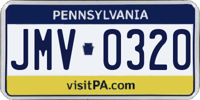 PA license plate JMV0320