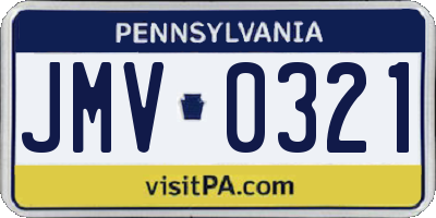 PA license plate JMV0321