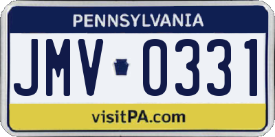 PA license plate JMV0331
