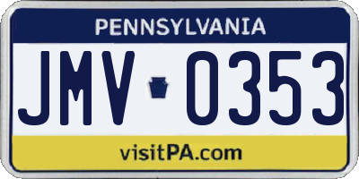 PA license plate JMV0353