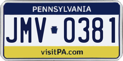 PA license plate JMV0381