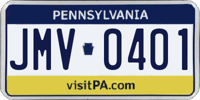 PA license plate JMV0401