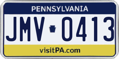PA license plate JMV0413